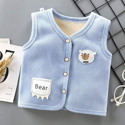 Kids Velvet-Lined Winter Vest – Thicken Warm Waistcoat Jacket for Boys & Girls (9M–7Y)