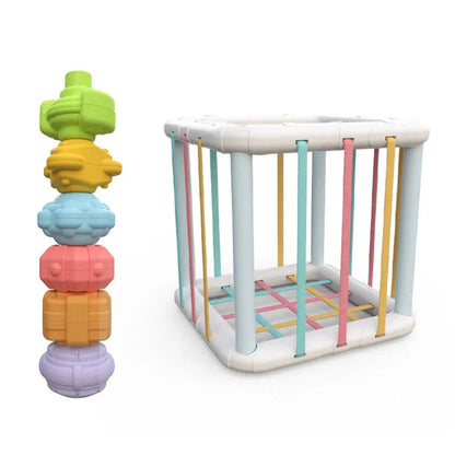 7Pcs Educational Cube Stacking Toy – Shape Matching Puzzle for Toddlers & Preschoolers