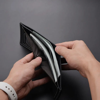 PU Leather Men’s Thin Folding Wallet – Compact Credit Card Holder with Classic England Style
