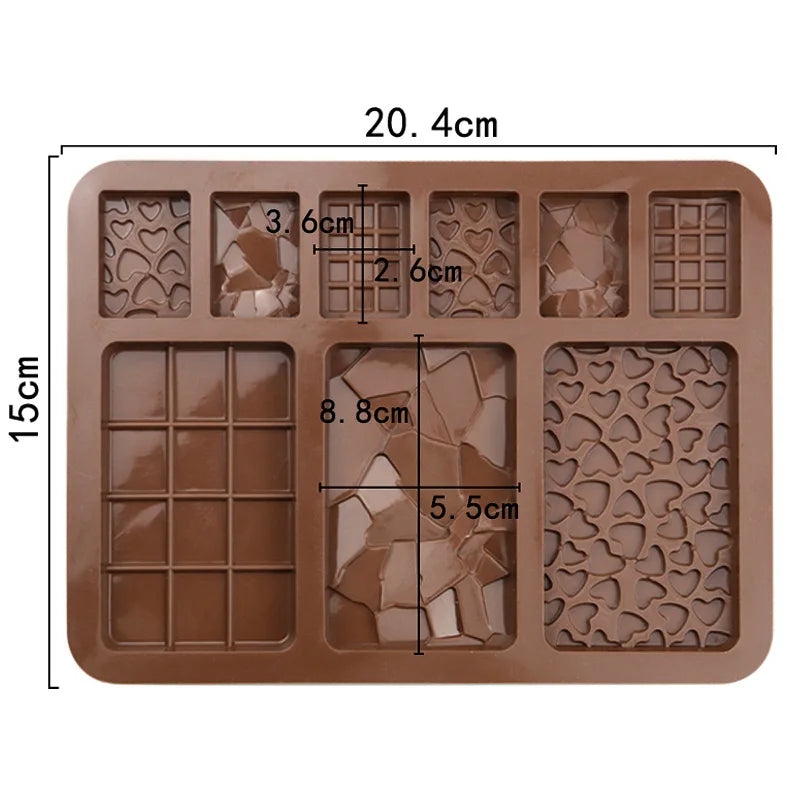 Chocolate Silicone Mold 12 Long Square Plaid Silicone Mold Cake Decorative Mold Chocolate Block Insert Waffle Silicone Mold