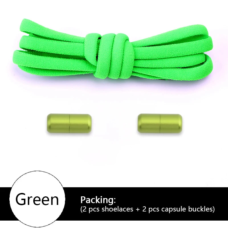 Colored Round No Tie Shoelaces – Elastic Lock Shoelaces with Matte Metal for Sneakers & Casual Shoes