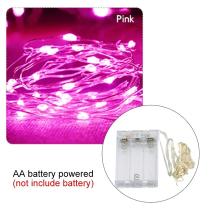 Copper Wire LED Tinsel Garland Battery Powered Fairy String Lights – 2M to 10M Waterproof Holiday Christmas Wedding Party Decor
