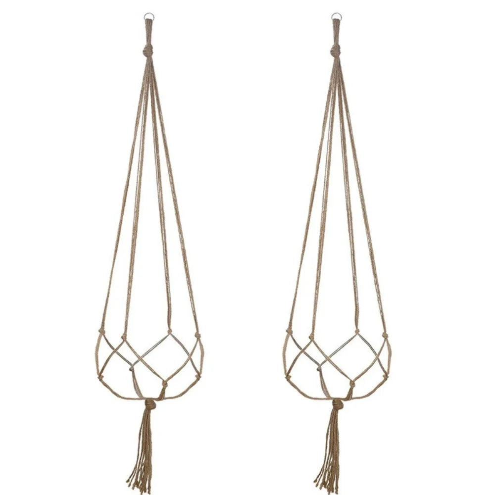 Hanging Basket Plant Handmade Macrame Plant Hanger Flower Pot Planter Hanger Wall Decor Courtyard Garden Hanging Planter