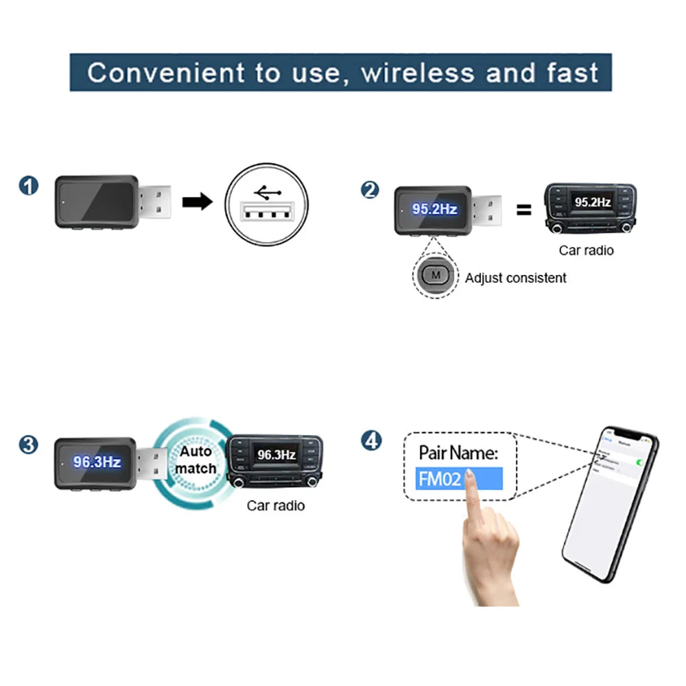 LCD Digital Car Bluetooth 5.3 Transmitter Receiver Handsfree Call Mini USB Power Car Kit Wireless Auto Audio For Car Fm Radio