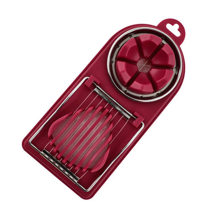 Stainless Steel Multifunctional Egg Slicer Vegetables and Fruits Fancy Splitter Cutting Tool Two in One Home Kitchen Gadget
