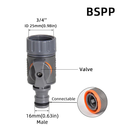 1/2" 3/4" 1 Inch Garden Hose Quick Connector Stopwater Connector Garden Tap Water Gun Coupler Watering Pipe Fitting