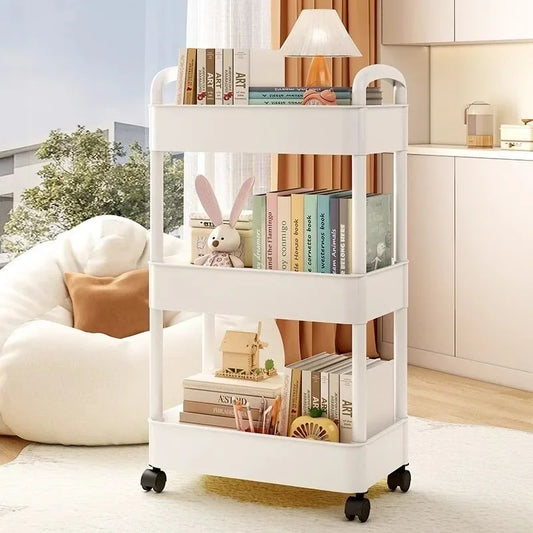 Multi-Layer Utility Rolling Cart with Lockable Wheels – Small Floor-to-Floor Storage Rack for Kitchen, Bathroom & Bedroom
