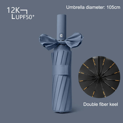 72 Bone Super Strong Windproof Automatic Umbrella Sunshade Uv Protection Folding Sunproo Anti-Storm Large Size Reverse Rain Gear