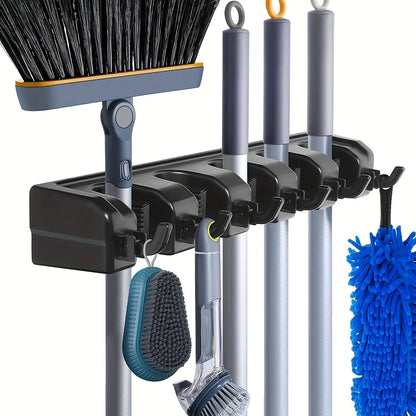 Wall Mounted Mop Holder – 3/4/5 Position Multi-Functional Broom & Cleaning Tool Hanger
