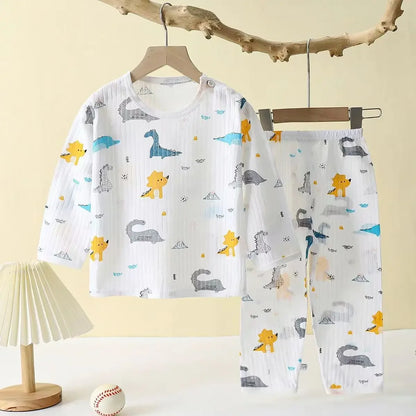 Children's Cotton Pajama Set – Long/Short Sleeve Homewear for Boys and Girls (Autumn/Winter)