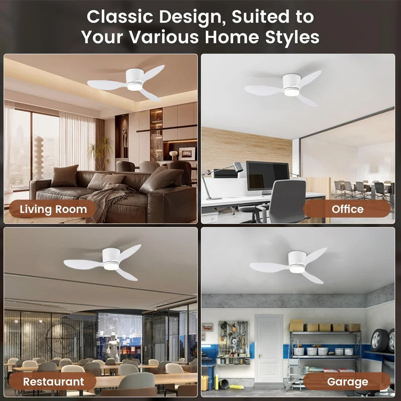 LED Ceiling Mounted Fan Light – Nordic Minimalist Decorative Fan Light for Living Room & Restaurant