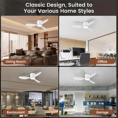 LED Ceiling Mounted Fan Light – Nordic Minimalist Decorative Fan Light for Living Room & Restaurant