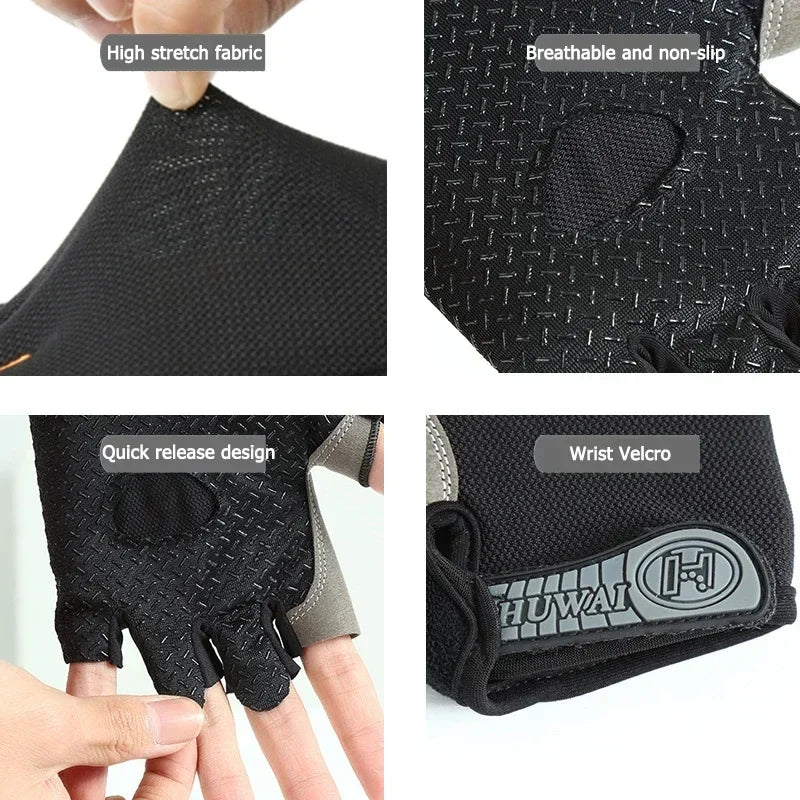 Gym Gloves Fitness Training – Fingerless Breathable Anti-Slip Cycling & Workout Gloves