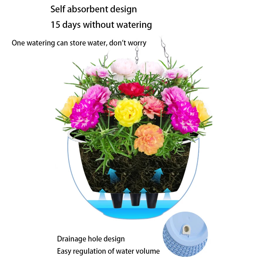 Honeycomb Hanging Planter – Imitation Rattan Plastic Hanging Basket with Chain