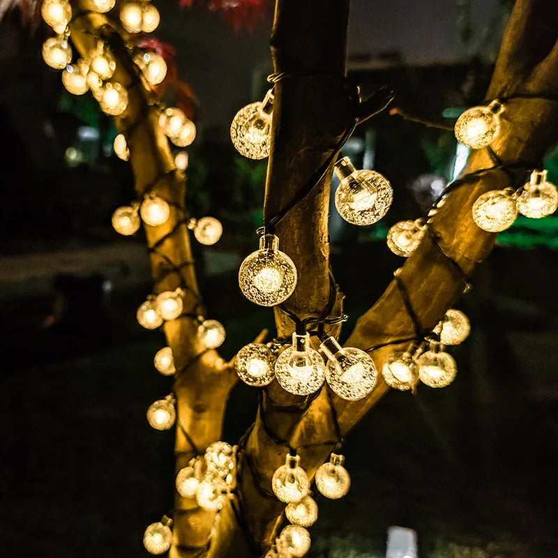 Solar Bubble Ball String Lights – Waterproof LED Water Drop Lights for Outdoor Christmas, Patio, Garden & Holiday Decorations