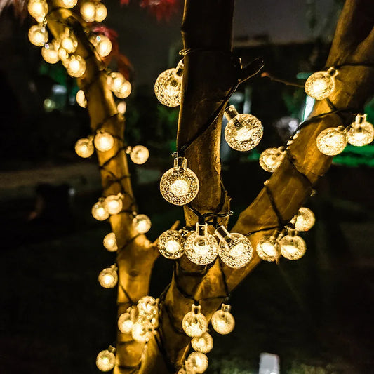 Solar Bubble Ball String Lights – Waterproof LED Water Drop Lights for Outdoor Christmas, Patio, Garden & Holiday Decorations