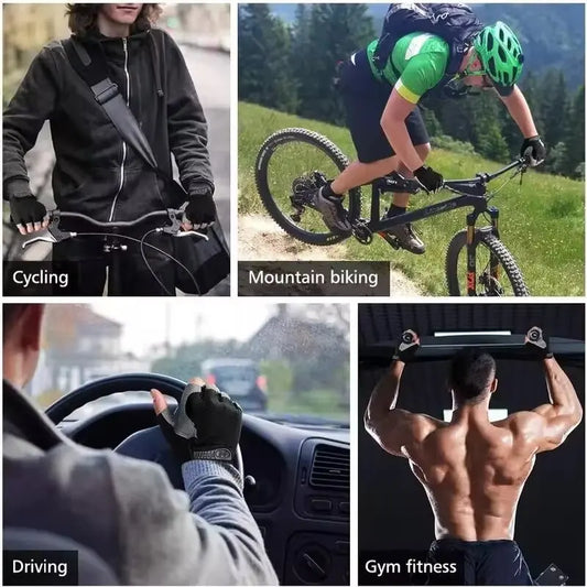 Unisex Sports Half-Finger Gloves – Breathable, Shock-Absorbent Non-Slip Gloves for Cycling, Hiking & Fitness