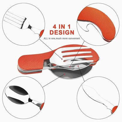 Foldable Camping Utensil Set – Stainless Steel Knife Fork Spoon Combo for Outdoor Travel, Hiking & Picnic
