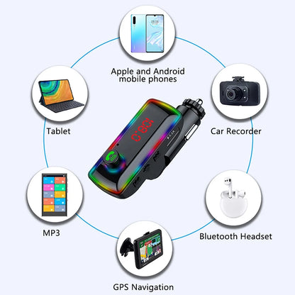 Car Bluetooth Adapter Type-C Dual USB Car Charger MP3 Music Player 5.3 FM Transmitter Handsfree Calling Audio Car Adapter