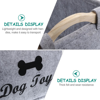 Dog Toy Basket Pet Storage Box – Felt Organizer Bin for Toys and Accessories