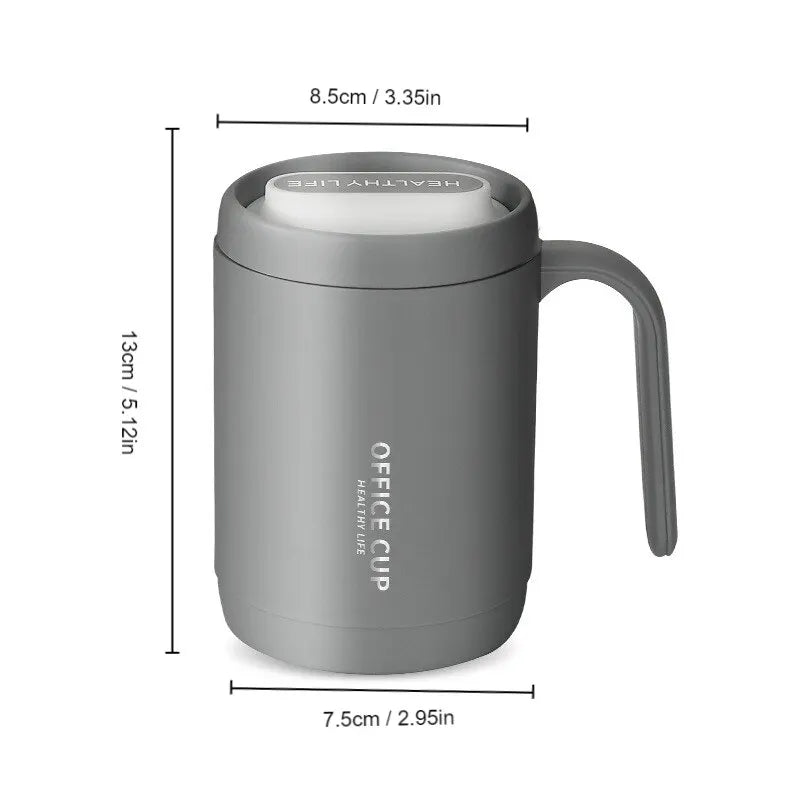 Grey PP Liner Coffee Cup – 500ml Portable Large Capacity Travel Mug with Lid for Office, Kitchen & Outdoor Use