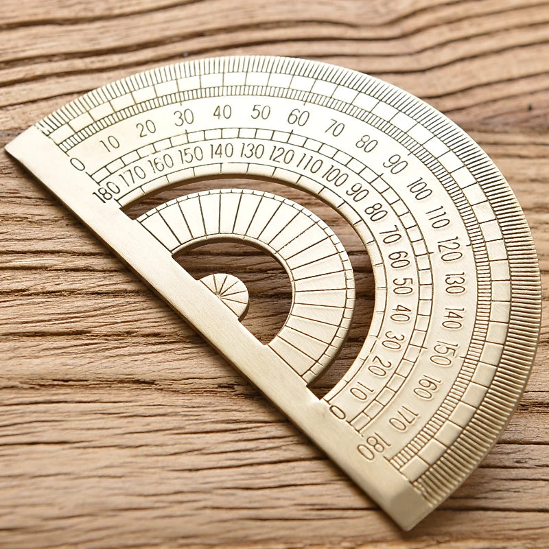 Retro Brass Straight Rulers – Metal Triangle Ruler & Protractor for School & Office Use