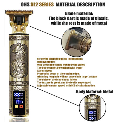 Hot Sale Vintage T9 Electric Cordless Hair Cutting Machine Professional Hair Barber Trimmer For Men Clipper Shaver Beard Lighter