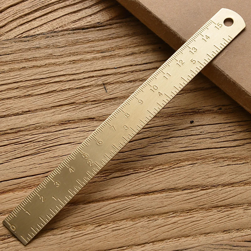 Retro Brass Straight Rulers – Metal Triangle Ruler & Protractor for School & Office Use