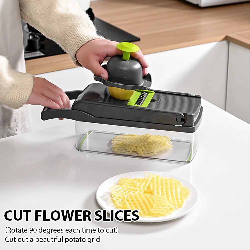 16 IN 1 Multifunctional Vegetable Chopper Handle Food Grater Egg Liquid Separator Peeler Vegetable Slicer Dicer Kitchen Cutter