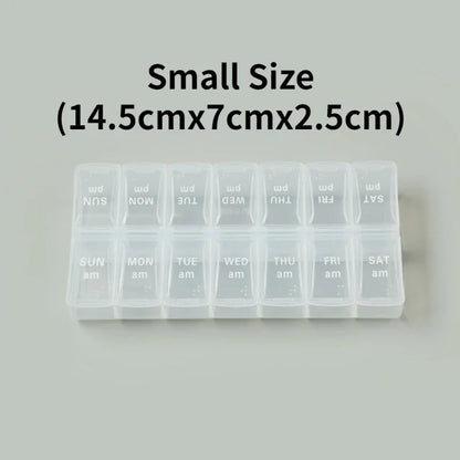 7-Day Travel Pill Organizer – Portable Weekly Pill Case with 14 Grids for Vitamins & Medications
