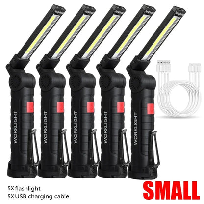 High Power LED Flashlight USB Rechargeable Camping Work Light Portable Outdoor Torch with Magnetic Base for Emergency Lighting
