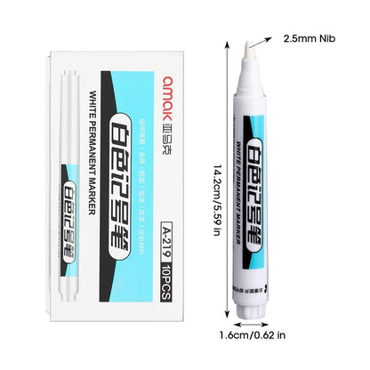 White Marker Oily Fine Tip Pen – Permanent Waterproof Marker for Metal, Glass & More