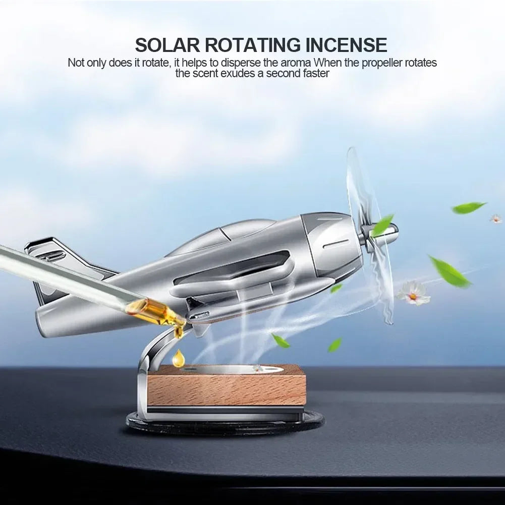 Solar-Powered Rotating Airplane Ornament – Dashboard Car Decoration & Desktop Display