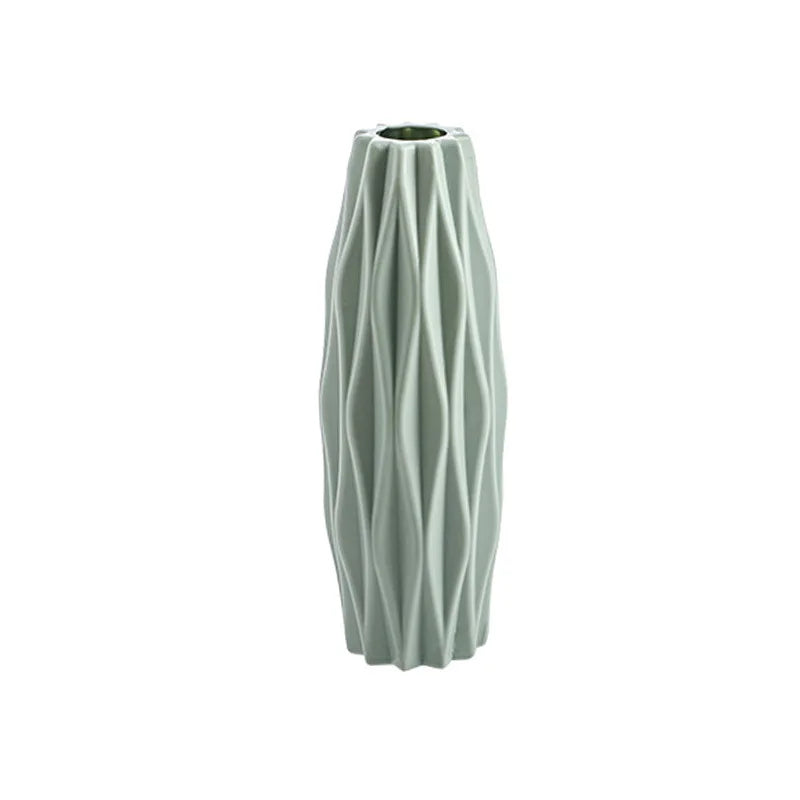 White Imitation Ceramic Plastic Vase – Nordic Decorative Flower Pot for Home, Wedding, or Table Centerpiece