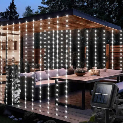 Solar Curtain Light LED Outdoor Waterproof – 300 LEDs Fairy Garland String Lights for Yard, Wedding & Party Decoration