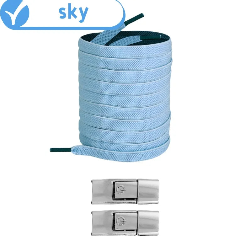 No Tie Press Lock Shoelaces – 8MM Elastic Flat Shoe Laces for Sneakers, Kids & Adults