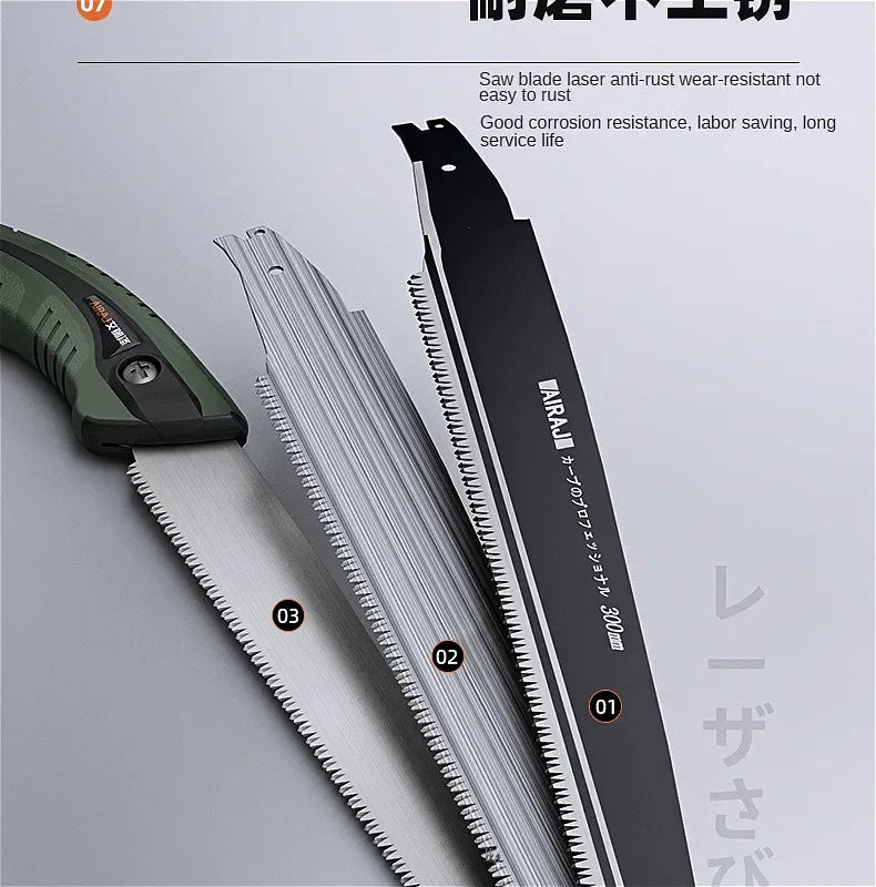AIRAJ Japanese Hand Saw – Sharp SK5 Steel Blade for Woodworking & Garden Pruning