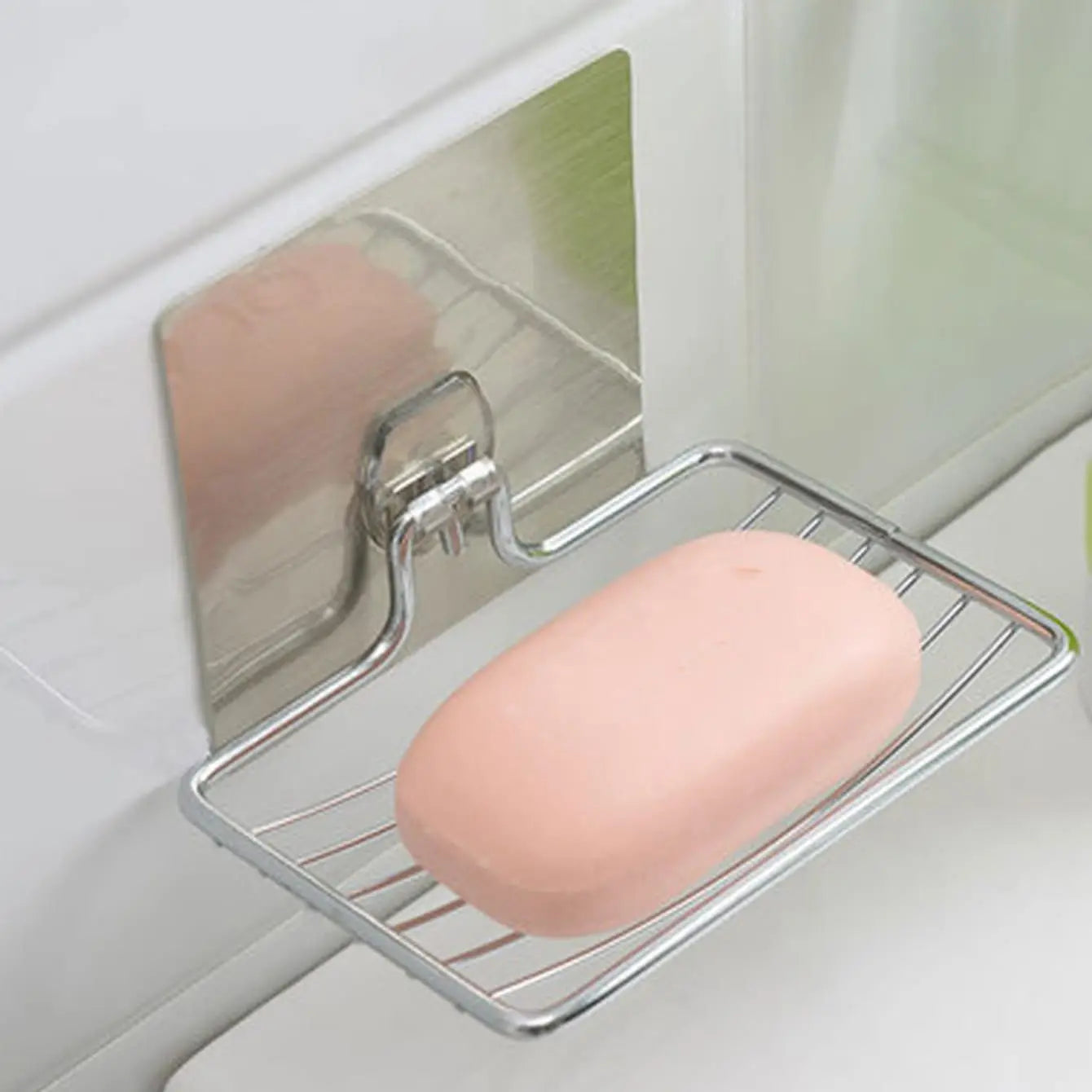 Stainless Steel Punch-free Nail-free Soap Rack – Single Layer Wall-mounted Bathroom Shelf
