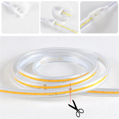 220V High Brightness COB LED Strip Lights IP65 Waterproof Flexible Ribbon for Indoor & Outdoor Garden Lighting