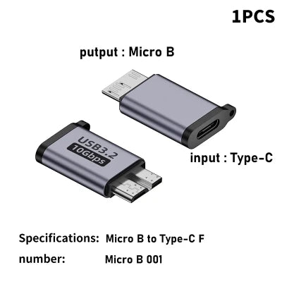 Adaptateur Micro B USB 3.0 mâle vers type C femelle, connecteur pour disque dur externe HDD, câble