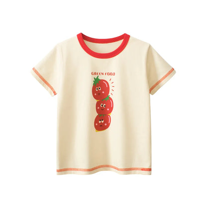 2025 Summer Kids’ Girls Short Sleeve T-Shirts – Printed Little Girl Tops for Toddlers (Ages 2-8 Years)