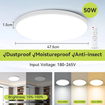 Remote Control Ceiling Lamp – Dimmable LED Chandelier Lighting for Living Room, Bedroom & Kitchen
