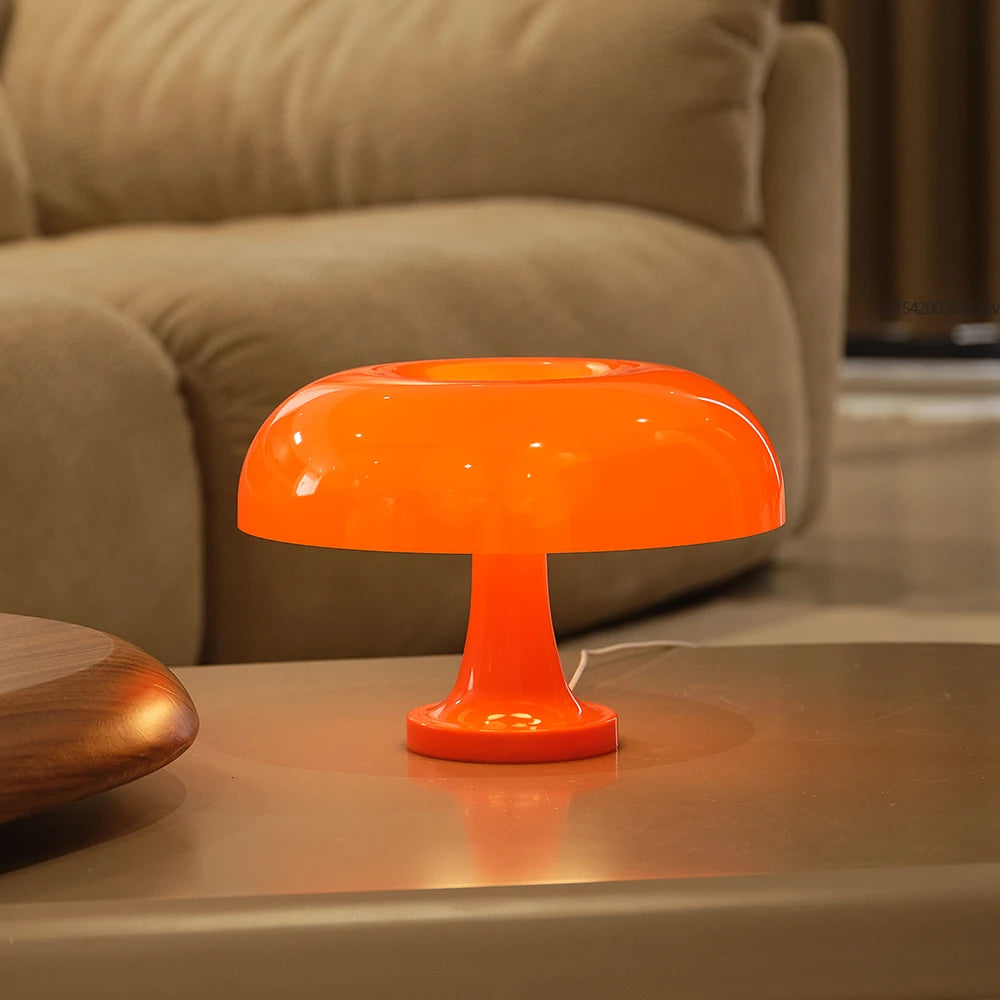 Mushroom Table Lamp – Modern Minimalist Danish Designer Bedside Lamp with 3-Color Dimming & USB Charging