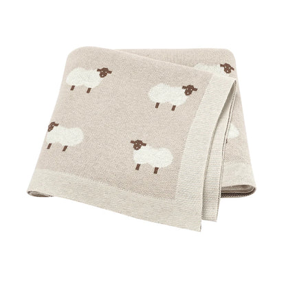 Knitted Baby Cotton Blanket – Soft Stroller Wrap & Nursery Quilt for Boys and Girls