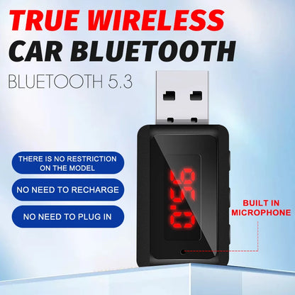 Car Bluetooth 5.3 FM Transmitter Handsfree Call Mini USB Power Car Kit Stereo Wireless Audio Receiver Adapter For Car FM Radio