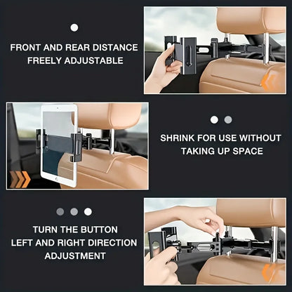 Universal Car Tablet Holder – 360° Rotating Back Seat Headrest Mount for iPad, Mini, Pro & 4–13 Inch Tablets