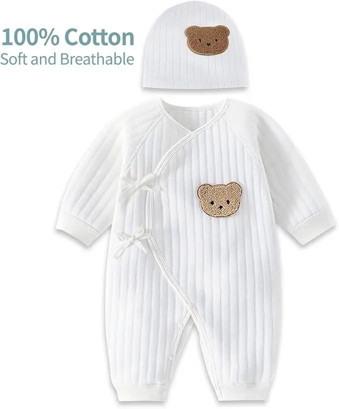 Newborn Boys Girls Cotton Bodysuit – Thickened Winter Onesie for Toddler Home Wear