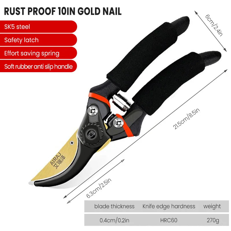 AIRAJ Professional Pruning Shears – Heavy-Duty Ultra Sharp Garden Scissors for Weeding & Horticulture