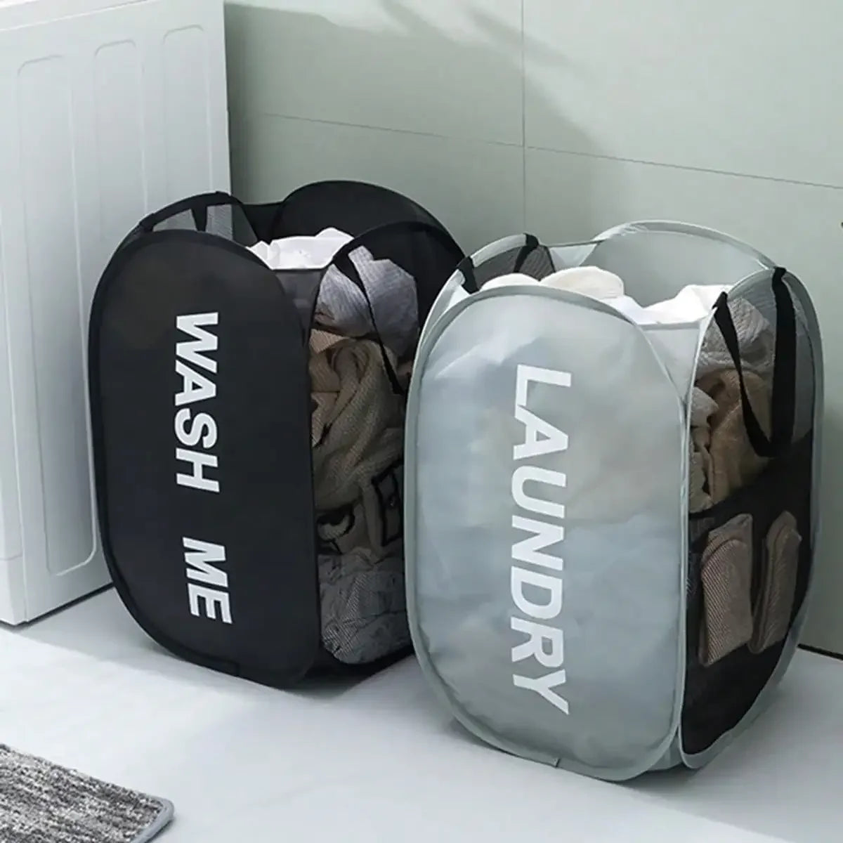 Portable Mesh Pop-Up Laundry Hamper – Breathable Foldable Laundry Basket for Travel, Dorm, Bathroom & Small Spaces