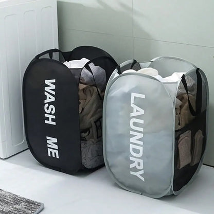 Portable Mesh Pop-Up Laundry Hamper – Breathable Foldable Laundry Basket for Travel, Dorm, Bathroom & Small Spaces